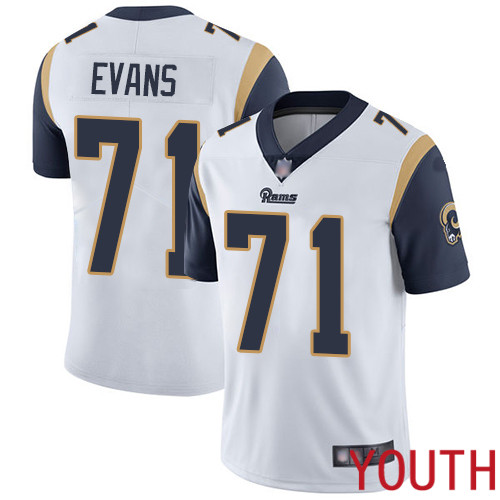 Los Angeles Rams Limited White Youth Bobby Evans Road Jersey NFL Football #71 Vapor Untouchable